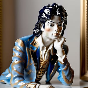 A beautifully crafted ceramic or porcelain figurine of a portrait Michael Jackson
