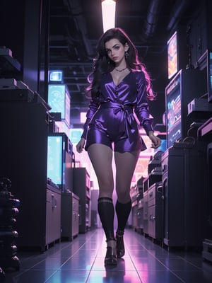 By Yves Di, a beautiful WOMAN, satin romper, beautiful face, STANDING, beautiful legs, dark eyes, full body, colorful colors, detailed background, anne hathaway vibe, smooth criminal style, night time, penthouse ,high quality, 8K Ultra HD, 3D effect, A digital illustration of REALISTIC style, soft anime tones, Atmosphere like Gotham Animation, luminism, three dimensional effect, luminism, Isometric, awesome full color, delicate  expressions

,nobara kugisaki,