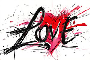 stylish "LOVE" text, sharp focus, vivid and vibrant color, thickness black line, white background