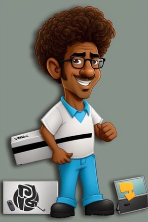 cartoon of a man with glasses and a shirt holding a computer, in cartoon style, inspired by Ismail Gulgee, cartoon artstyle, cartoon digital art, cel shaded:15, toon rendering, cel shaded!!!, harry volk clip art style, cel shaded, proffesional illustration, digital art cartoon, !!! very coherent!!! vector art, cartoon portrait, 8k