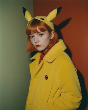 pikachu, fashion photography, young british artists (ybas), photo taken with provia, dark yellow and red, wildstyle, wes anderson color palette, found footage, goerz hypergon 6.5mm f/8, photorealistic, --stylize 500