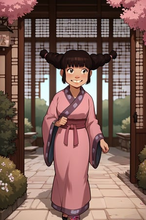 score_9, score_8_up, score_7_up, score_6_up, score_5_up, score_4_up,source_anime, 1girl,petite,Meng,buck_teeth,beige_skin,brown_eyes,kimono,sash,walking,garden,1girl,Meng,masterpiece,cartoon