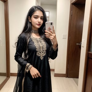 beautiful cute young attractive indian teenage girl, morden girl, 25 years old, cute,  Instagram model, long black_hair, colorful hair, warm, full body wearning  salwar soot