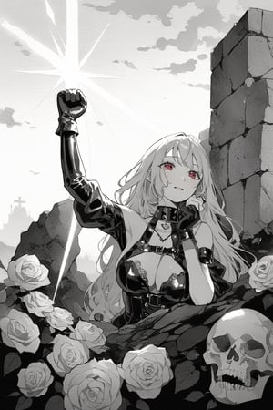 Imagine this. Upscaled. (Masterpiece, best quality, high resolution, highly detailed), score_9,score_8_up,score_7_up, 1girl, solo, long black gloves, glasses, (((white hair))), (((closed fist))), catholic, emo, tears, elbow gloves, embarrassed, long gloves, hearts, long hair, solo, 2.5D, clean artwork, detailed illustration, colorful, 1girl, 22 years old, long hair, straight hair, cute, round trim glasses, nose blush, slim eyes, pretty, seductive, attractive, alluring, mouth closed, beautiful nerdy, flirty, feminine, soft make up, vibrant, adorable, eyelashes, slender, high quality, masterpiece, solo focus, realistic, round chin, narrow face, big lips, (masterpiece, best quality, ultra-detailed), (perfect hands, perfect anatomy), Highly detailed, High Quality, Masterpiece, beautiful, (((red roses))), High detailed, detailed eyes, huge body, enamel latex elbow gloves, latex clothes, latex thighhighboots,cleavage, latex elbow gloves, big_dominant, serious, stern, latex corset. High resolution, extremely detailed, atmospheric scene, masterpiece, best quality, 64k, high quality, (HDR), HQ , very detailed, beautiful and aesthetic, heavy makeup, earrings, (masterpiece, best quality, high resolution, ultra detail), ((skindentation)), bare shoulders, soft skin, perfectly explained gloved hands, perfectly explained arms, Indoors detailed background, perfect lighting. (Hands:1.1), better_hands, best quality, high resolution. Upscaled synthography. Far view shot, smiling, Sexy mistress watching to the camera. FETISH: smile, smirk, looking at the viewer, sexy pose, lascivious, flirty face, blushing, lust, choker, cross necklace, shiny clothes, long enamel gloves, long leather gloves, heavy duty rubber gloves, leather corset, leather body harness, latex bodysuit, lingerie garter belt, thigh high boots, platform heels, breastfeeding chest, gigantic breasts, huge breasts Detailed dungeon environment, rocks and stones, ornate walls. (Beautiful and aesthetic:1.3), extreme detailed, colorful, highest detailed,((ultra-detailed)), (highly detailed illustration), ((an extremely delicate and beautiful)),cinematic light, shining on ground