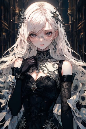 score_9,score_8_up,score_7_up,ClrSkt 1girl, solo, long black gloves, glasses, (((white hair))), red skin, catholic, emo, tears, elbow gloves, embarrassed, long gloves, hearts, long hair, solo, 2.5D, clean artwork, detailed illustration, colorful, 1girl, solo, long black gloves, glasses, (((white hair))), (((middle aged woman))), catholic, emo, tears, elbow gloves, embarrassed, long gloves, Her dress merges the ornate elegance of Rococo with futuristic cyber elements. The fabric is a mix of rich silks and metallic materials, adorned with elaborate lace and digital patterns that glow subtly. The bodice is detailed with delicate ruffles and cybernetic embellishments, while the skirt flares out in layers enamel latex elbow gloves, latex clothes, latex thighhighboots,cleavage, latex elbow gloves, big_dominant, serious, stern, latex corset. High resolution, extremely detailed, atmospheric scene, masterpiece, best quality, 64k, high quality, (HDR), HQ , very detailed, beautiful and aesthetic, heavy makeup, earrings, (masterpiece, best quality, high resolution, ultra detail), bare shoulders, soft skin, perfectly explained gloved hands, perfectly explained arms,