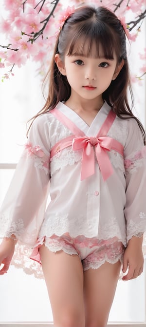 student girl, whole body, head to toe, in a realistic photographic style, , 7-9 year old, child, Japanese girl, sexy lengerie