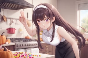 Kitchen,high detailed,high_resolution,high quality,torino,masterpiece,anime style, Halloween,candies