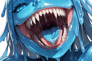 dentata,tongue,sharp teeth,slime,source_anime,score_7_up,score_8_up,score_9, (masterpiece),(Highest quality),(High resolution),(Very detailed),close up