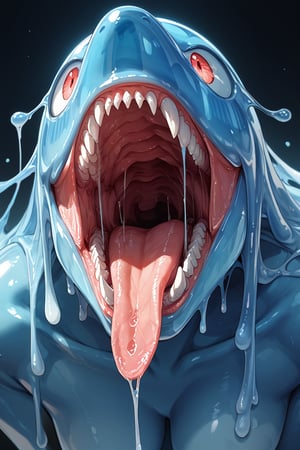 dentata,tongue,sharp teeth,slime,source_anime,score_7_up,score_8_up,score_9, (masterpiece),(Highest quality),(High resolution),(Very detailed),close up