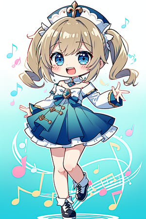 1girl, ((chibi)), standing, cheerful, smile, (singing), (music notes),barbaradef