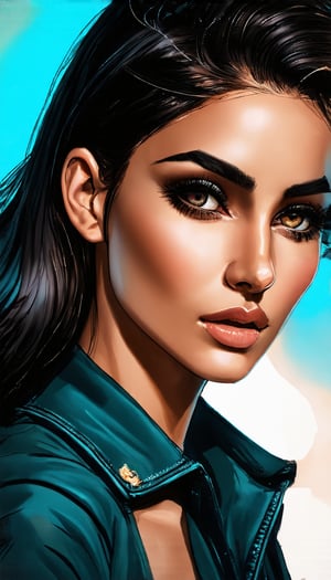 (A fusion of pen and ink and duo tones, digital art), beautiful woman, 32yo, Detailed Textures, high quality, high resolution, high Accuracy, realism, color correction, Proper lighting settings, harmonious composition, Behance works,majien