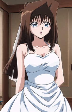 anzu mazaki , duel monsters , hair brown , blue eyes , long hair, long hair , dress married, dress married , room  