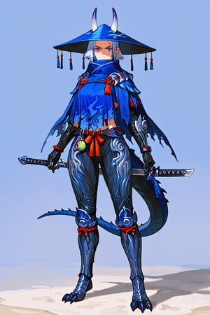 score_9, score_8_up, score_7_up, solo, source_monstsr hunter , female, dragon, (blue scales), human face,dragon wings, center horn from forehead, thick eyelashes, serious, holding a sword, perfect eyes, white hair, wild short hair, light blue eyes, light leather armor, human face, blue horns, ({dragon aestetics,digitigrade legs, dragon feet}), full body, standing, striking thunder, coursing energy, striking lightning, standing at a beach,anime style,source_furry, {{wielding a massive great sword resting on shoulder}}, dragon tail,
(clothes): odogaron alpha armor,  mouth mask, rgauntlets, thighboots, hat