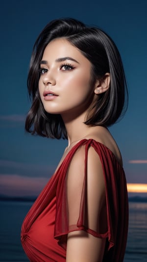 {extremely detailed, beautiful dark silhouette of a female in a red dress:see-through}, (short hair), (detailed face), dramatic sky, heavy backdrop lights, dramatic background, lots of detail, sharp focus,