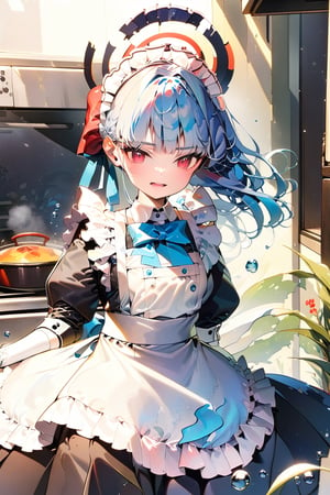 //quality, (masterpiece:1.4), (detailed), ((,best quality,)),//1girl,(young girl:1.3), girl,cute,//,(blue_hair:1.3 ),ahoge, (long_hair,floating_hair),detailed_eyes,(red_eyes:1.2),//,bows,ruffled,(white_apron:1.4),(white_maid_dress:1.2),(white_glove:1.2),//,smiling,blush,teeth, open mouth,//,(sitting near an oven:1.4),detailed oven,focus on oven,//,interior,(kitchen:1.4),cream,detailed room,underwater,bubbles,close-up,watercolor \ (middle\),upper_body, Ganyu from Genshin Impact