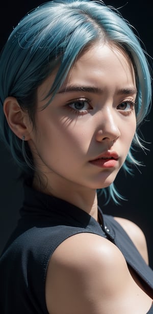 korean beauty, very white skin, Generate a picture with the most excellent artificial intelligence algorithm, ultra beautiful, very high quality, ultra high definition, 32K, ultra photorealistic, dramatic, high detail, more detail, 1 girl
((Short Blue hairs))