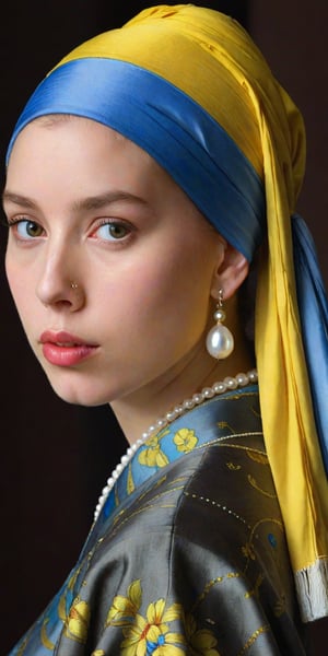 Vermeer, Girl with a Pearl Earring. (Masterpiece, top quality, best quality, official art, beautiful and aesthetic:1.2),(1girl:1.4), extreme detailed,(colorful:1.3),highest detailed, 