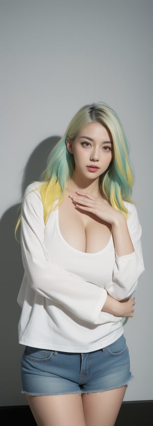 ((masterpiece,best quality)), high res, HD, illustration, solo female, random color, random pose, complex color,
perfect anatomy, comic style, oversize clothing ,Sexy Pose,perfect
,Korean,idol,Beauty,korean
((Blue-yellow hairs)),MFBP1,jojo pose,Gendou pose 