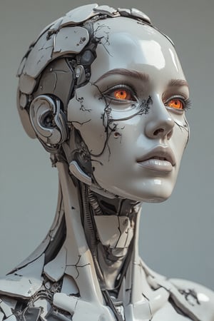 A cyberpunk statue made of marble and electronic components, with cracks and multicolored reflections, This image must be Low Poly 3D art, 4K, super detailed, high quality, best shadows, high contrast, The image must have good multicolored lighting reflecting off the statue, the image will be Full Shot