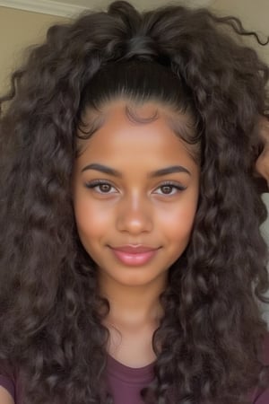 Curly type 4 thick hair. Pony tail with hair growing out word
Hallowwen Makeup,
La Bruha tradition of Mexico
Brown eyes shining, small button nose, small full lips, smiling
Light skin, Carmel, cinnamon, coffee skin tone
Mixed with black, white American and Cuban heritage- "High-res" - "Ultra-detailed" - "Photorealistic" - "Sharp focus" - "Crystal clarity" - "Cinematic quality",