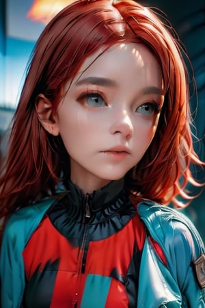 a beautiful girl with red hair. stylization,16k,poster,hyperdetalization
,3d style