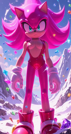 Hot pink female version of sonic the hedgehog