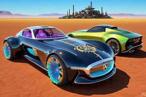 fun art,colorful futuristic LUXURY glass made Farming machinery car and sports car and travel car by steampunk warcraft art by extreme caricature art by Ferrofluid art ,c_car