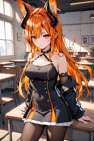 score_9, score_8_up, score_7_up, score_6_up, score_5_up, score_4_up, ,ShadD'Gray,1.9,long hair,orange hair,multicolored hair,animal ears,dressed,sexy pose,multiple poses,indoors,source_anime,BREAK,demon horns,