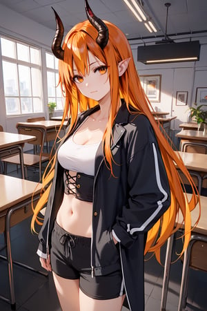 score_9, score_8_up, score_7_up, score_6_up, score_5_up, score_4_up, ,ShadD'Gray,1.9,long hair,orange hair,multicolored hair,down furry ears,dressed,sexy pose,multiple poses,indoors,source_anime,BREAK,demon horns,