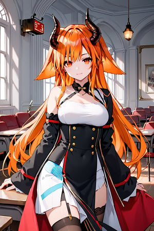 score_9, score_8_up, score_7_up, score_6_up, score_5_up, score_4_up, ,ShadD'Gray,1.9,long hair,orange hair,multicolored hair,animal ears,dressed,sexy pose,multiple poses,indoors,source_anime,BREAK,demon horns,