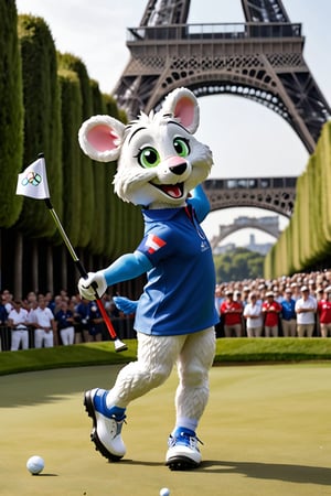 Fantastic and playful atmosphere, competition, Paris Olympic mascot plays golf  at Paris 2024 Olympic Games, Paris Olympic Games,