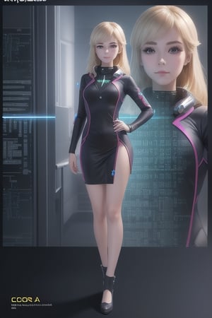 Working Women beautiful young lady 22 age standing talk perfect face eyes hair blonde mouth programmer hacker doctor ceo engineering dress zoom in all body best quality 16k in Big Cyber rooms Data Ai core in CPU, ,photorealistic,Cartoon,Disneystyle,LoRA,1Girl