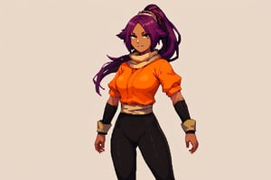 score_9,score_8_up,score_7_up,score_6_up,score_5_up,score_4_up, 

ShihouinYoruichi, dark-skinned female

Default Outfit (orange one):

YoruichiDefault, dark-skinned female, dark-skinned female, long hair, high ponytail, hair tie, scarf, orange shirt, arm warmers, sash, black bodysuit