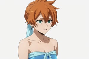 score_9, score_8_up, score_7_up, score_6_up, score_5_up, score_4_up, BREAK, , 1girl, Kendo, orange hair, green eyes, pageant dress, blue dress, strapless, 

,(( white background, blank background))