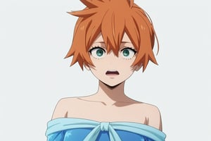 score_9, score_8_up, score_7_up, score_6_up, score_5_up, score_4_up, BREAK, , 1girl, Kendo, orange hair, green eyes, pageant dress, blue dress, strapless, 

,(( white background, blank background))