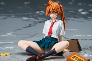 score_9, score_8_up, score_7_up, score_6_up, score_5_up, score_4_up, BREAK, , 1girl, Kendo, orange hair, green eyes, u.a. school uniform, white shirt, red necktie, kneehighs, brown footwear, sitting, legs spread