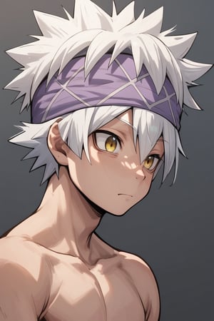 score_9,score_8_up,score_7_up,score_6_up,score_5_up,score_9_up,tag score,source_anime,
1boy,solo,male focus,shota,cute,itona_horibe, white hair, yellow eyes,  spiked hair, headband, Upper body naked, best quality, amazing quality, best aesthetic,Perfect Hands,masterpiece,cartoon,nude,