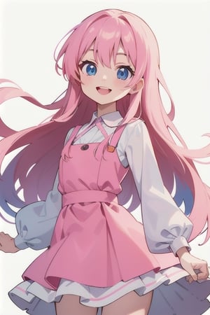 Anime girl long hair pink hair blue eyes pale skin pink dress smile