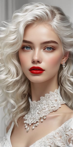 masterpiece, high quality, realistic aesthetic photo ,(HDR:1.2), pore and detailed, intricate detailed, graceful and beautiful textures, RAW photo, 16K, sharp forcus, white background, (white-color art poster:1.4)
beautiful face girl, white hair, detailed cool face, eye shadow, red-lips, white fair skin,