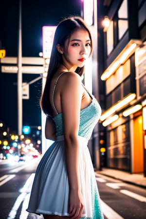 instagram photo, closeup face photo of 18 y.o swedish woman in dress, beautiful face, makeup, night city street, bokeh, motion blur
,Lactation