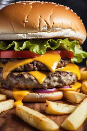 perfect cheeseburger, fries