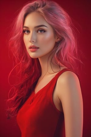 Here's a prompt for an image that captures the essence of the description:

Award-winning photographer E.K. Art B00ster breaks through the boundaries of fashion photography with this stunning cover shot for EclipseKww magazine. The camera zooms in on a poised and radiant woman, her pink-hued locks styled to perfection against a rich red backdrop. Her flawless complexion glows under ivory accents, as she confidently gazes directly at the viewer. A sleek designer dress, complete with bold accessories, hugs her curves, drawing attention to her statuesque figure. The composition is masterfully executed, with the subject placed precisely along the rule of thirds, allowing for a sense of depth and dimensionality. Chiaroscuro lighting creates dramatic shadows, accentuating the model's features and adding an air of sophistication. The overall effect is nothing short of breathtaking, as if the viewer has stepped into a world of timeless beauty and empowerment.