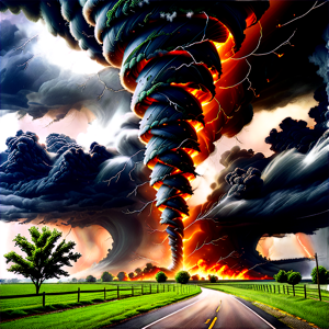 realistic image of a tornado ravaging a random landscape, (details:2.0), dark lighting,ral-embrglt