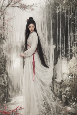 Beautiful mystical oriental woman with camellias