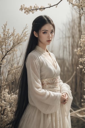 Beautiful mystical oriental woman with camellias