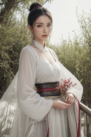 Beautiful mystical oriental woman with camellias