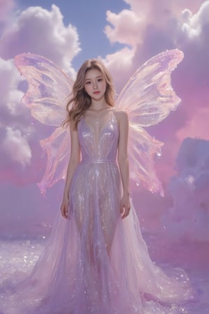 Shifting through tilted and settling perspectives, revealing brightness.
With light clouds and gentle winds, a dreamy haze of pink and purple, an ultra-translucent effect.
A beautiful water fairy with translucent wings, protected by water ripple charms.