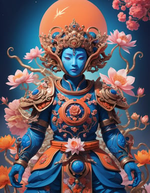 a beautiful rendition of astronaut,insanely detailed and intricate,Ásia traditional ratio,hypermaximalist,matte,cinematic,James  froud,ross tran,,LuxTechAI ,,monster ,TransformersStyle 
Budha lotus pose barong goodness good  icon  samurai peony  Sakura
Garuda humongous  blue marine orange colours 
