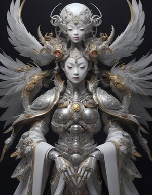 a beautiful rendition of astronaut,insanely detailed and intricate]silver   ratio,hypermaximalist,matte,cinematic,James  froud,ross tran,,LuxTechAI ,,monster ,TransformersStyle 
Budha lotus pose barong goodness good  icon  samurai angel wings 