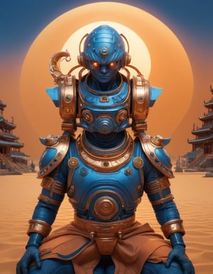 a beautiful rendition of astronaut,insanely detailed and intricate,copper  ratio,hypermaximalist,matte,cinematic,James  froud,ross tran,,LuxTechAI ,,monster ,TransformersStyle 
Budha lotus pose barong goodness good  icon  samurai blue marine orange sun set temple 

